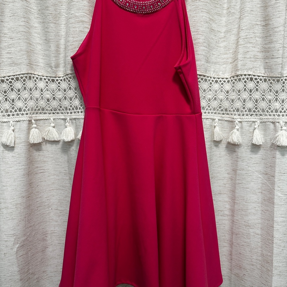 Rare Editions Red Halter A-line Mini Dress